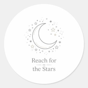 Bereik voor de sterren Minimalistische maan esthet Ronde Sticker