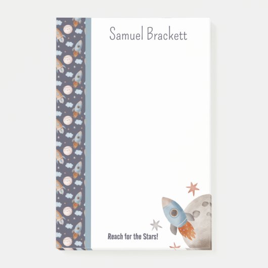 Bereik voor de Sterren Ruimteraket gepersonaliseer Post-it® Notes (Voorkant)