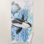 Bereikende orca walvisouderkaart strandlaken (Voorkant)