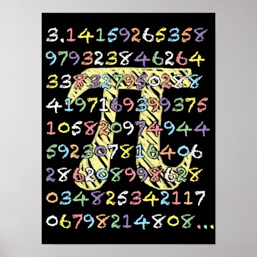 Berekende Fun en kleurrijke Chalkboard-Style Pi Poster (Voorkant)