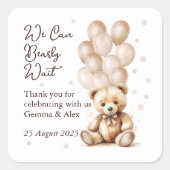 Beren ballon Baby shower Vierkante Sticker (Voorkant)