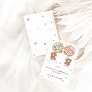 Beren ballonnen roze blauw Baby shower Geslacht on Bedankkaart