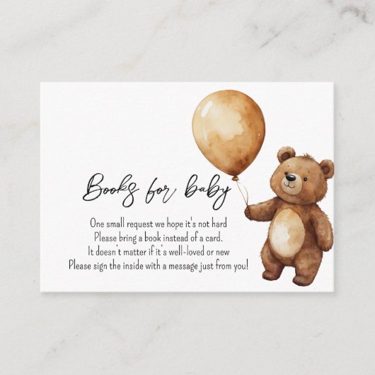 Beren ballonnen wolken wachten Baby shower Barly Informatiekaartje (Voorkant)
