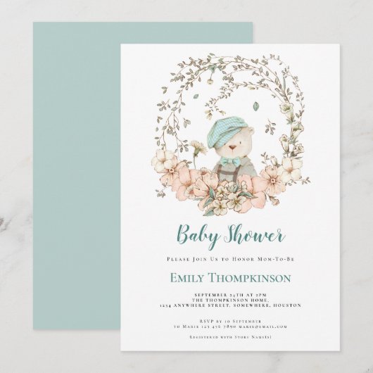 Beren bladeren eendenei blauw Baby shower Kaart (Voorkant / Achterkant)