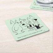 Beren diner vierkante kartonnen onderzetter (Schuin)