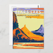 Beren Ears National Monument Utah Retro Briefkaart (Voorkant / Achterkant)