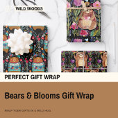 Beren en bloemen — Papierblad voor onmiddellijke v Inpakpapier Vel