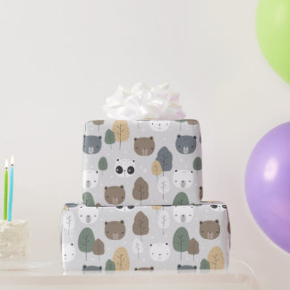 Beren In Het Bos Patroon Panda Teddy Ijsbeer Cadeaupapier