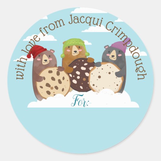 Beren Kerstkoekjes gepersonaliseerd op van Ronde Sticker (Voorkant)