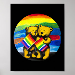 Beren Love Couple LGBT Rainbow Flag Poster