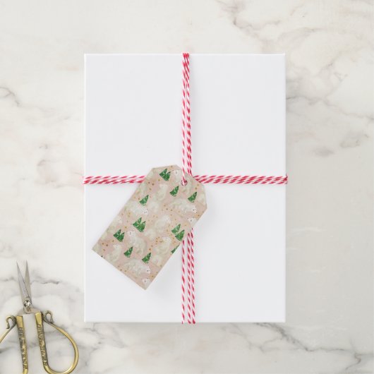 Beren met kerst in het Evergreen Forest Cadeaulabel (Met Touw)