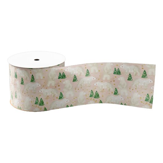 Beren met kerst in het Evergreen Forest Grosgrain Lint (Spoel)