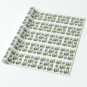 Beren met kerstpanda cadeaupapier