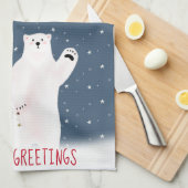 Beren met kerstpolair op keukenhanddoek (Quarter Fold)
