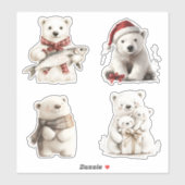 Beren met kerstpolen sticker (Vel)