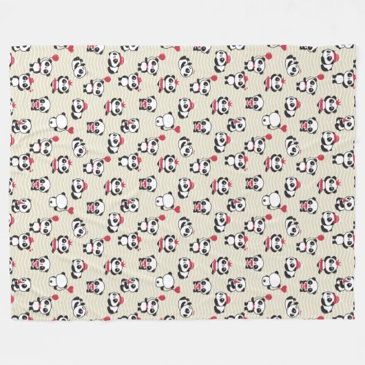 Beren met zwarte, witte en roze panda, rugzak fleece deken (Voorkant (Horizontaal))