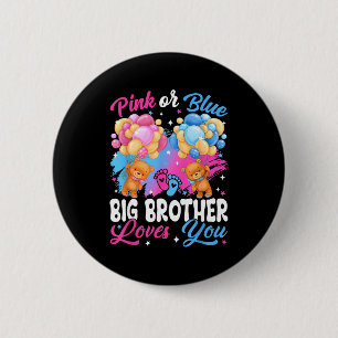 Beren Nk Of Blauwe Grote Broer Loves You Geslacht Ronde Button 5,7 Cm