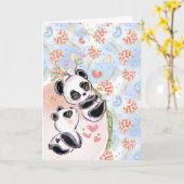 Beren over bamboe stellen romantische liefde kaart (Gele Bloem)