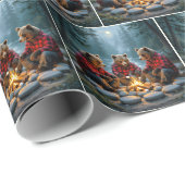 Beren roosteren marshmallows boven een kampvuur cadeaupapier (Rol Hoek)