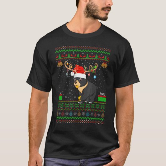 Beren Santa Hat Matching Ugly Beer Kerstmis T-shirt (Voorkant)