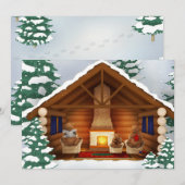 Beren Thuis Knus Blokhut Persoonlijke Kerstfeestda Kaart (Voorkant / Achterkant)