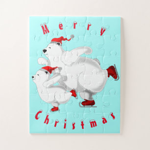 Beren uit de kerstfamilie Jigzaag Puzzle Gift Legpuzzel