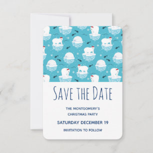 Beren van de Cute Polar in Santa Hats-kerstfeest Save The Date