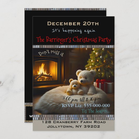 Beren van het Fire Christmas Party Kaart (Voorkant / Achterkant)