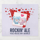 Beren zoenen met een rood liefdeshart bier etiket (Enkel label)