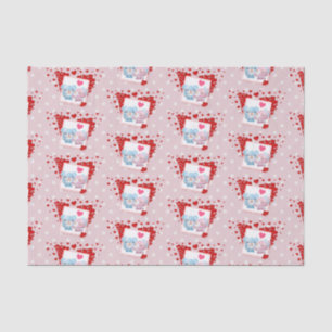 Beren zoenen met een rood liefdeshart tissuepapier