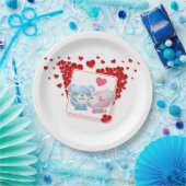 Beren zoenen met liefdesharten overal papieren bordje (Feest)