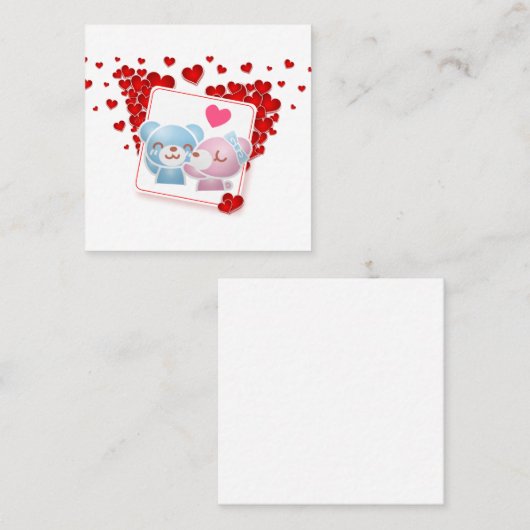 Beren zoenen met liefdesharten overal vierkante visitekaartje (Voorkant / Achterkant)