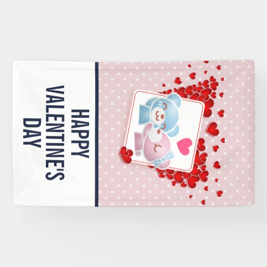 Beren zoenen met Red Hearts Valentijns Spandoek (Horizontaal)