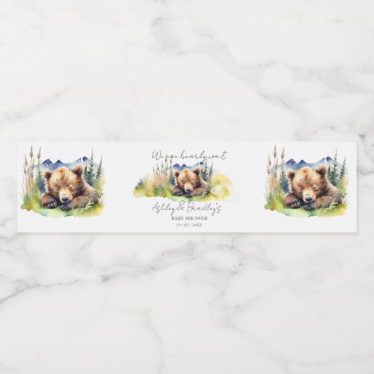 Berenjongens avontuur wacht babyshowers waterfles etiket (Enkel label)