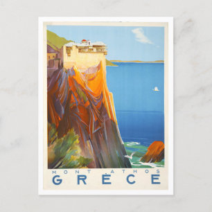 berg Athos, Griekenland, Reisposter Briefkaart