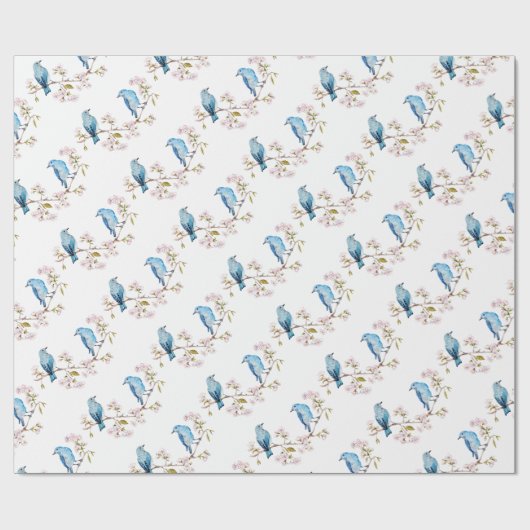 Berg Bluebird op Sakura Branch Cadeaupapier (Vlak)