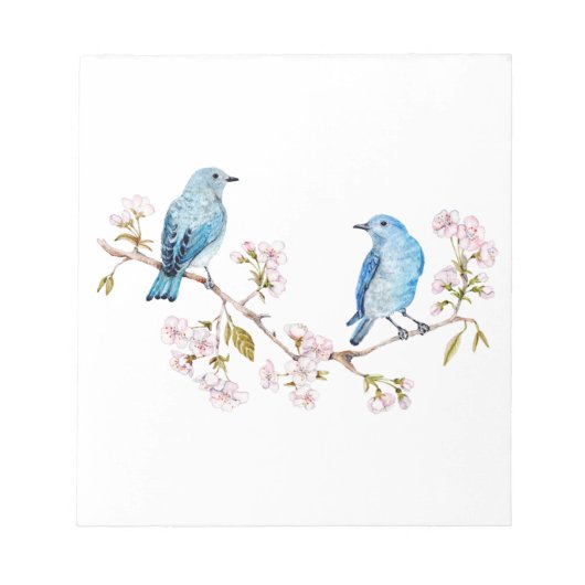 Berg Bluebird op Sakura Branch Notitieblok (Voorkant)