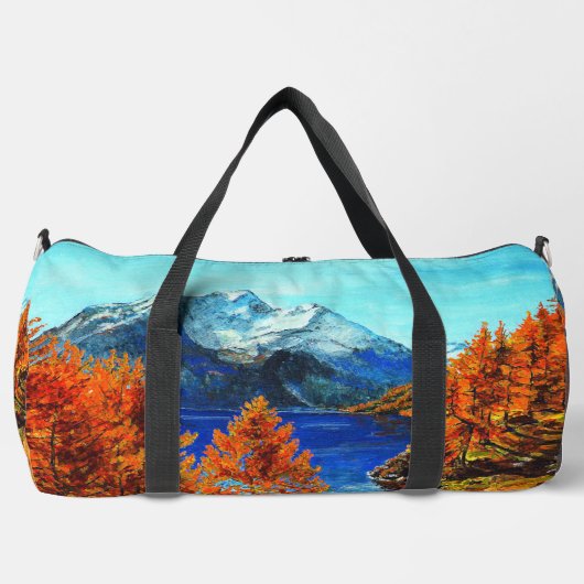 Berg, Bomen, Meer, Sneeuw, Herfst Plunjezak (Voorkant)