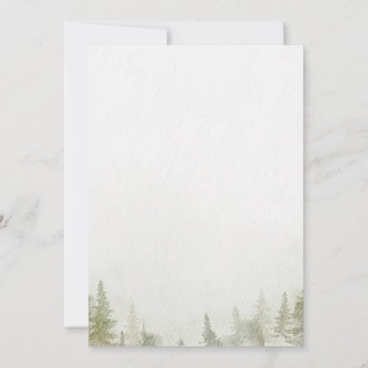 Berg, bos, meer, String Lights bruiloft Kaart (Achterkant)