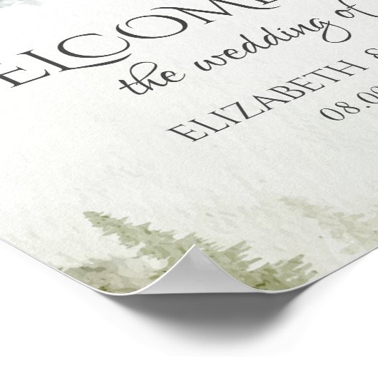 Berg, bos, meer, String Lights bruiloft Poster (Hoek)