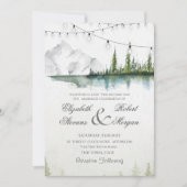 Berg, bos, meer, String Lights Chic bruiloft Kaart (Voorkant)