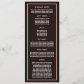 Berg Bruin, Restaurant Slimline Menu (Achterkant)