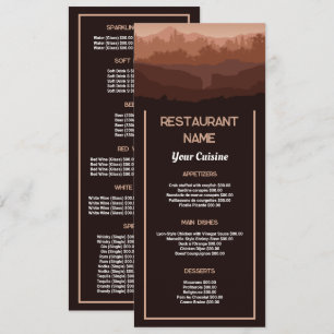 Berg Bruin, Restaurant Slimline Menu
