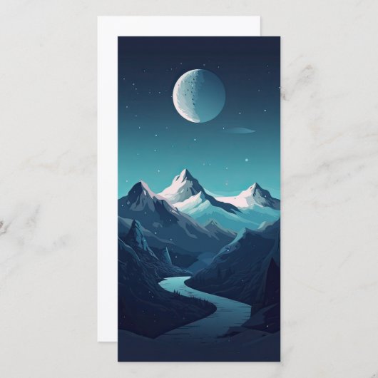 Berg en maan ontwerp bedankkaart (Voorkant / Achterkant)