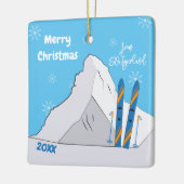 Berg- en Ski Souvenir-kerstversiering Keramisch Ornament (Links)