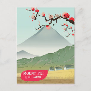 berg fiji Japan vintage reisprint Briefkaart
