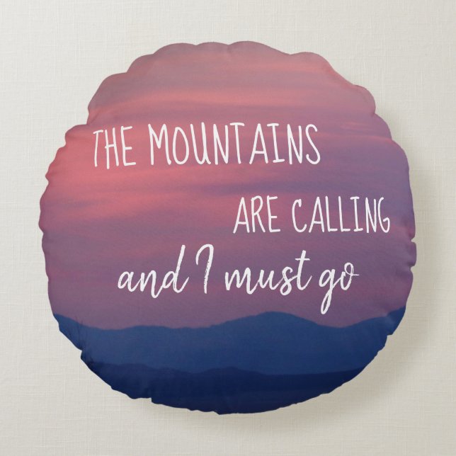 Berg Gedekte Pijler met Sunset Background Rond Kussen (Voorkant)