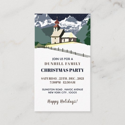 Berg kerk, kerstfeest, Ticket-uitnodiging Informatiekaartje (Voorkant)