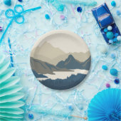 Berg landschap in de avond papieren bordje (Feest)