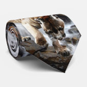 Berg leeuw aan de waterval stropdas (Opgerold)